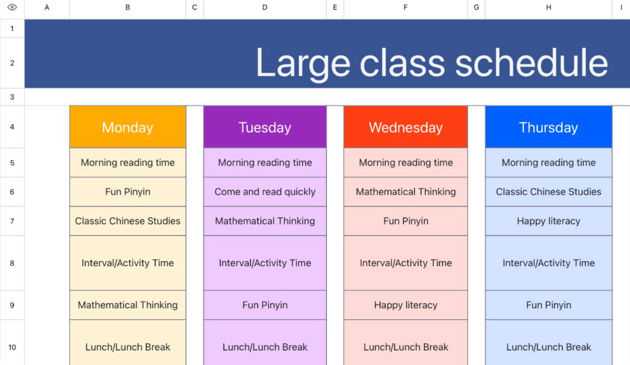 Large class schedule 1